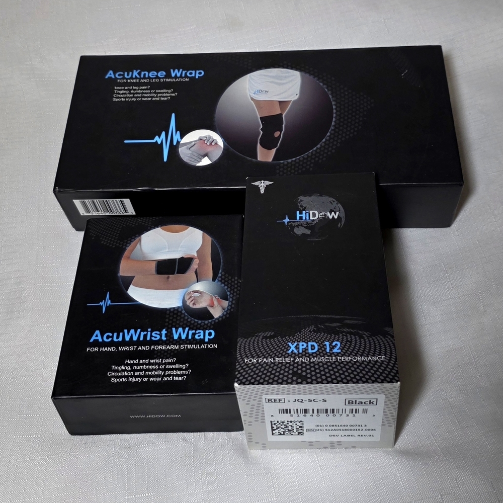 Hidow XPD 12 set with black AcuWrist and AcuKnee wraps Muscle stimulation lot